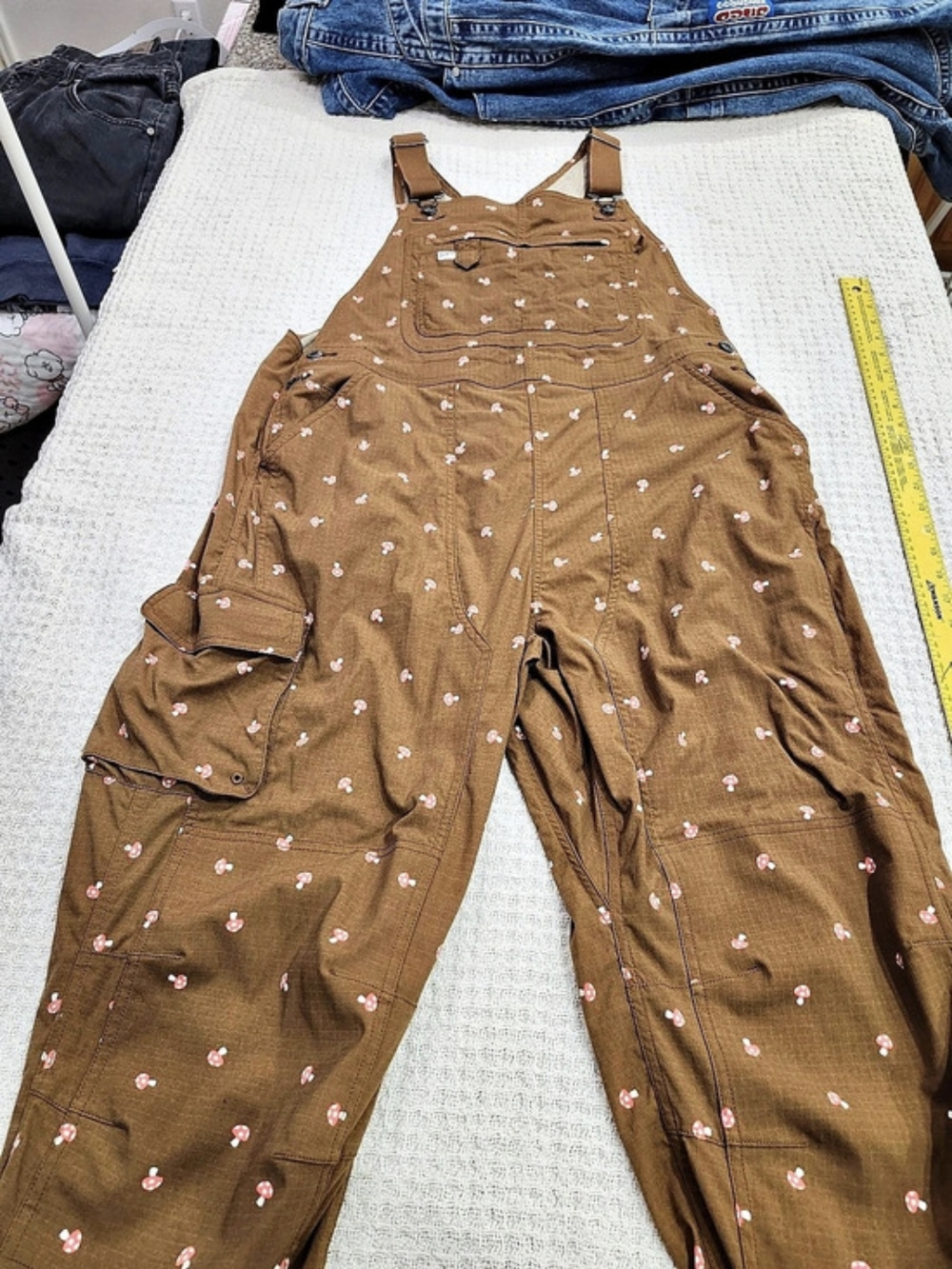 Duluth Mushroom Cottagecore Overalls in Brown Size Large - Picture 3 of 7